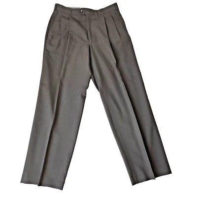 Pantalones Stuart Edward Hombre 32x29 Verde Oliva Primavera Lana De Colección Plisados Preppy Y2k Foto 1 de 4