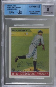1983 1933 Goudey Reprints Bill Dickey #19 JSA Certified Encased by BGS Auto HOF