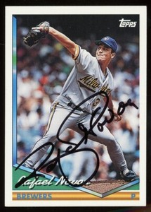 1994 Topps RAFAEL NOVOA Signed Card autograph AUTO GIANTS BREWERS