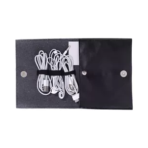 Bey Berk Bey Berk Black Leatherette Travel Charger Case & Accessories Pouch - Picture 1 of 3