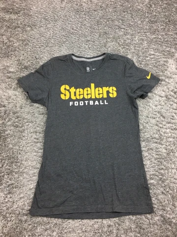 Pittsburg Steelers Shirt Womens Size Large Gray Short Sleeve NFL Nike Tee Cover