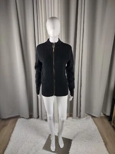 Charter Club schwarzer Damenpullover Baumwollmischung ohne Tasche durchgehender Reißverschluss Größe Large - Bild 1 von 12