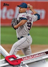 2017 Topps Cleveland Indians 5x7 Team Set #CLE-16 Carlos Carrasco Excellent
