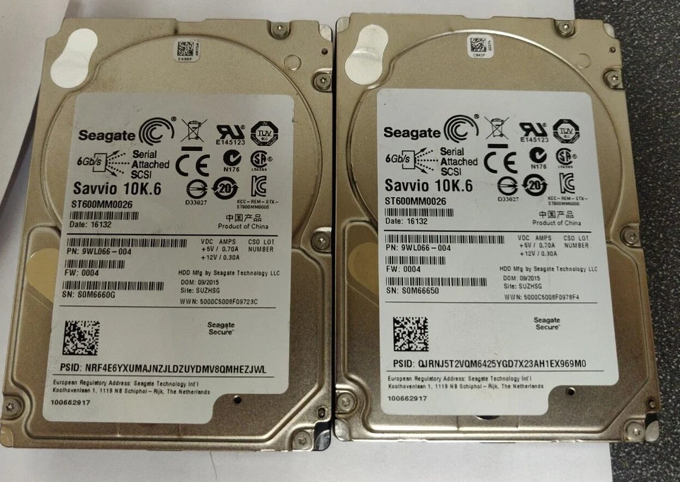 5x Seagate ST600MM0026 9WL066-004 FW:0004 600GB 10K RPM 2.5" SAS Hard Disk Drive - Image 1 of 1
