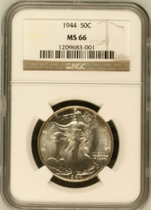 :1944-P 50C Walking Liberty Half Dollar Near Superb BU NGC MS66 FSTB Rarity R3 - Picture 1 of 5