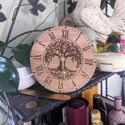 7" Tree of Life Clock Laser Etched on Oak - Image 1 of 4