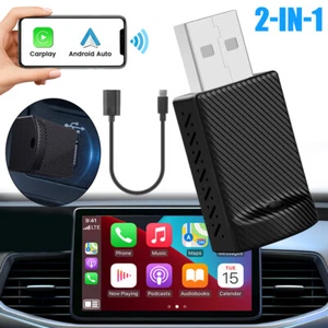 2 in 1 Car Android Auto Wireless Adapter & Wireless CarPlay Adapter Plug & Play - Foto 1 di 18