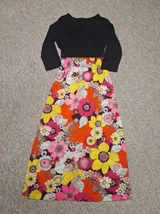 Vintage 70s Heiress Size 18 Hippy Floral Flowers Women's Dress Retro - Picture 1 of 7