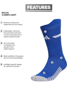 adidas Unisex Adizero Football Cushioned Crew Socks 2.0 - Picture 1 of 7