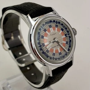 Vintage Timex Sprite Watch Roulette Dial 1973 30mm M24 cal. Unisex Ladies EUC - Picture 1 of 15
