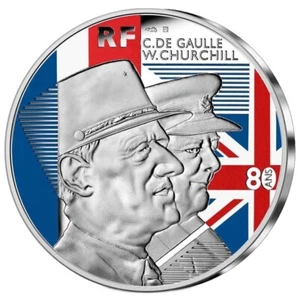 Moneta d'argento De Gaulle e Churchill 80. anniversario 2021 - Francia - 22,2 gr PP - Foto 1 di 3