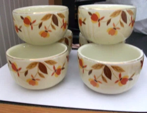 Set6 vintage HALL'S Jewel Tea Autumn Leaf custard baking serving cups bowls NICE - Picture 1 of 9