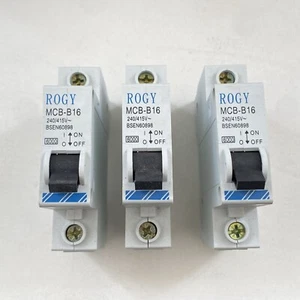 3 X B16 ROGY 16A MCB JOBLOT MCB-B16 415V BSEN60898 6000 - Picture 1 of 5