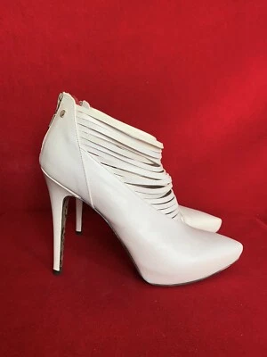Cesare Paciotti Cream/White Leather Ankle Booties With Cut Out Details Size 40 - Image 1 of 4