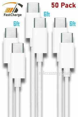 50x 6FT USB-C to USB-C Cable Fast Charge Charging Cord Charger Bulk Wholesale - Image 1 of 4
