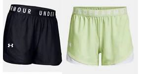 UNDER ARMOUR WOMEN'S PLAY UP ATHLETIC SHORTS 3.0 PHOSPHOR GREEN, BLACK 1344552 - Picture 1 of 13