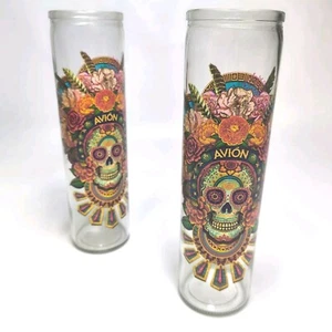 Avion Tequila Bicchieri Alto 8" Giorno dei Morti Arte DIA DE LOS Muertos - Foto 1 di 7