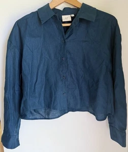 ELK The Label Cort Shirt 100% French Linen Size 12 Jasper Blue RRP $179 - Foto 1 di 10