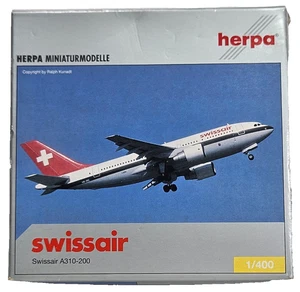 Herpa Miniature Die-Cast Plane Collectable SWISSAIR A310-200 Scale 1:400 Wht/Gry - Picture 1 of 17
