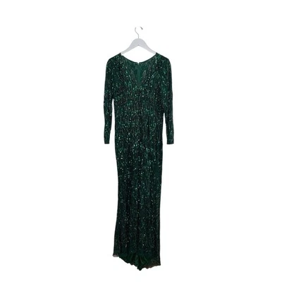 Mac Duggal 5451 Forest Green Long Sleeve Beaded Gown Size 16 $698 - Image 1 of 4