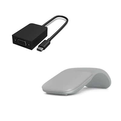 Microsoft Surface Arc Touch Mouse Platinum + Surface USB-C to VGA Adapter Black - Image 1 of 4