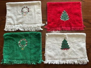 Lote de 4 acres toallas de baño vintage de Navidad con cañón verde blanco - Imagen 1 de 11