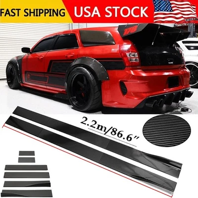 Carbon Fiber 86.6inch Side Skirt Extensions Rocker Panel For Dodge Magnum SRT8 — 第 1/4 张图片