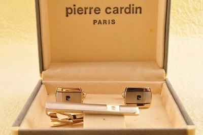 "Pierre Cardin" tie bars and cufflinks gold and silver color with  brand case. - Image 1 of 4