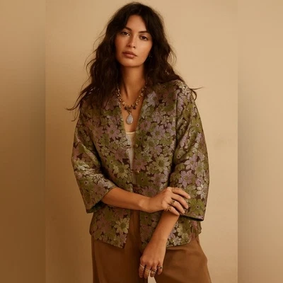 Chaqueta vintage bohemia floral brocado metálico Foto 1 de 4