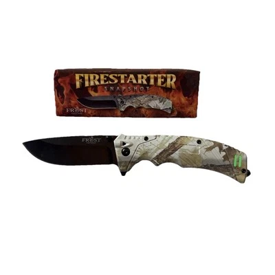 Firestarter Snapshot By Frost Cutlery 4.5” Closed Assisted Opening Camo Folder - Image 1 of 4