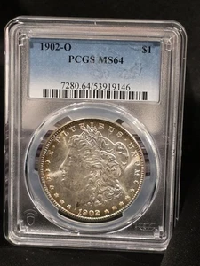 Dólar de plata Morgan 1902-O $1 graduación profesional MS64 ~ hermosa tonificación - Imagen 1 de 4