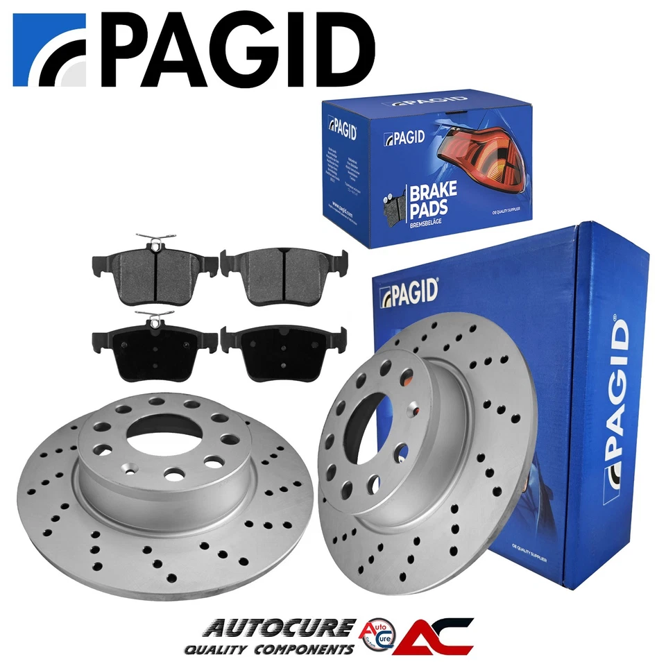 FOR SEAT LEON FR 2.0 TDI MK3 PAGID REAR DRILLED COATED BRAKE DISCS & PADS SET - Image 1 of 1