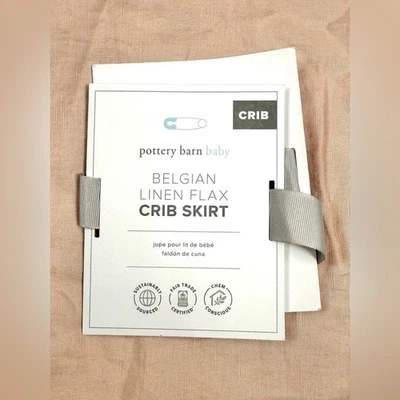NWT POTTERY BARN KIDS Baby Belgian Linen Flax Crib Skirt Dusty Rose Neutral Cozy - Photo 1/4