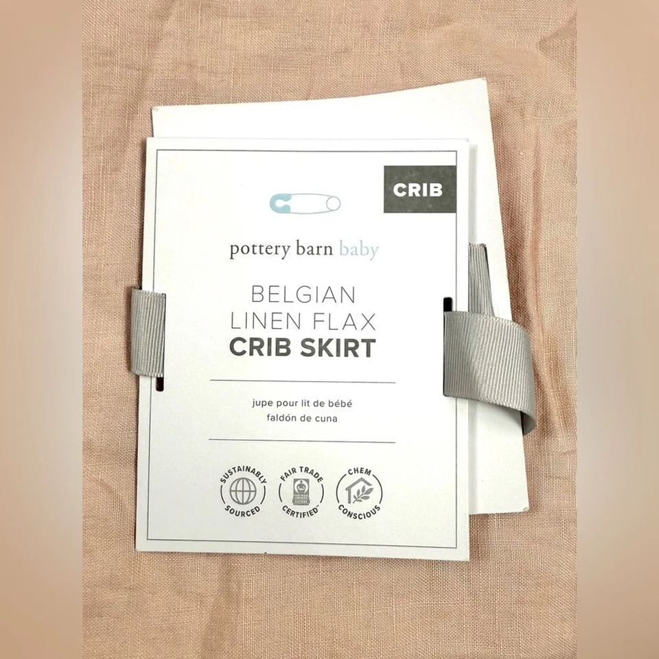 NUEVO CON ETIQUETAS POTTERY BARN KIDS Bebé Belga Lino Cuna Falda Rosa Polvorienta Neutra Acogedora Foto 1 de 4
