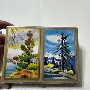 Vintage Mountains River Beach Forest Trees Snow Congress Playing Cards Two Decks - Picture 1 of 16