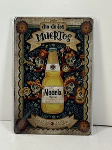 Modelo Beer Day Of The Dead Skull Tin Sign Bar Wall Decor Mariachi Skeleton Band - Picture 1 of 1