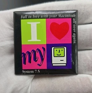 Vintage Apple Macintosh Square Pin Button System 7.5 I Love My  - Bild 1 von 5