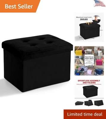 Luxury Velvet Foot Stool with Spacious Storage - Perfect for Pets & Living Rooms - Image 1 of 4