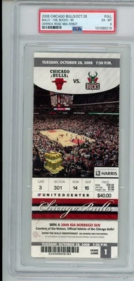 10/28 2008 Derrick Rose NBA Debut Chicago Bulls Ticket PSA - Image 1 of 2
