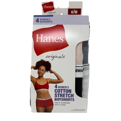 Pantalones Cortos Hanes Originales Para Mujer Talla Mediana 6 Algodón Elastizados Ropa Interior Transpirable Foto 1 de 4
