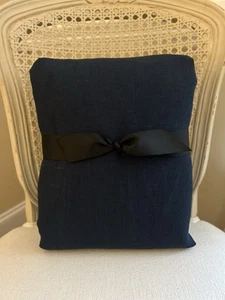 Pottery Barn Belgian Flax Linen Cotton Lined Curtain (1) 50”x120” Midnight READ - Picture 1 of 6