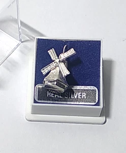 Charm Mulino a Vento Meccanico Argento Sterling Vintage Articolato NUOVO - Foto 1 di 10