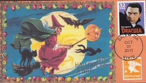 Halloween 2011 Cover, S&T Cachets, Dracula, Pumpkin, Witch, Black Cat, Bat - Picture 1 of 1