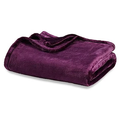  Classic VelvetLoft Solid Throw Blanket, Lightweight Throw/Throw XL Eggplant Foto 1 de 4