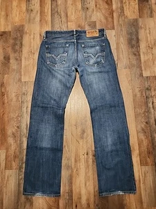 Diesel Larkee Jeans Mens 32x34 Blue 0074W Regular Straight Denim Button Fly NICE - Picture 1 of 24