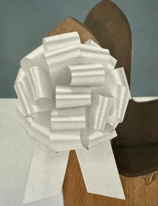 16 WHITE 8" Instant Bridal Wedding Shower Pull Bows Pew Table Reusable NEW - Picture 1 of 3