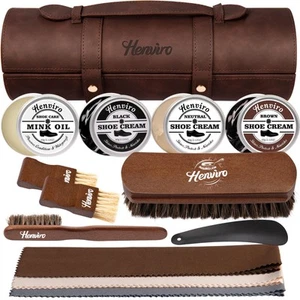 Leather Shoe Shine Kit For Men - 13 PCS Shoe Polish Kit, Leather Boots Care, ... - Picture 1 of 8