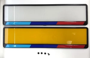 2 x BMW Msport Full Stripe Number Plate Holders License Plates Free Fixings - Picture 1 of 4