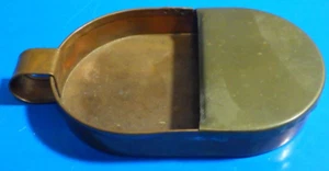 vintage brass copper half lidded oval hand tray money shaker donation box 50s - Picture 1 of 4