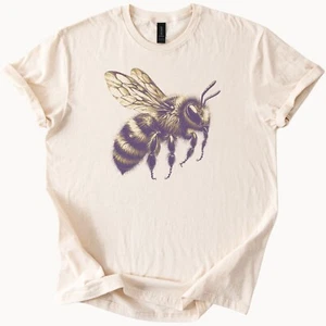 Honigbiene Grafik Shirt realistisch Insekt Natur T-Shirt Botanik Biene Kunst Geschenk - Bild 1 von 6